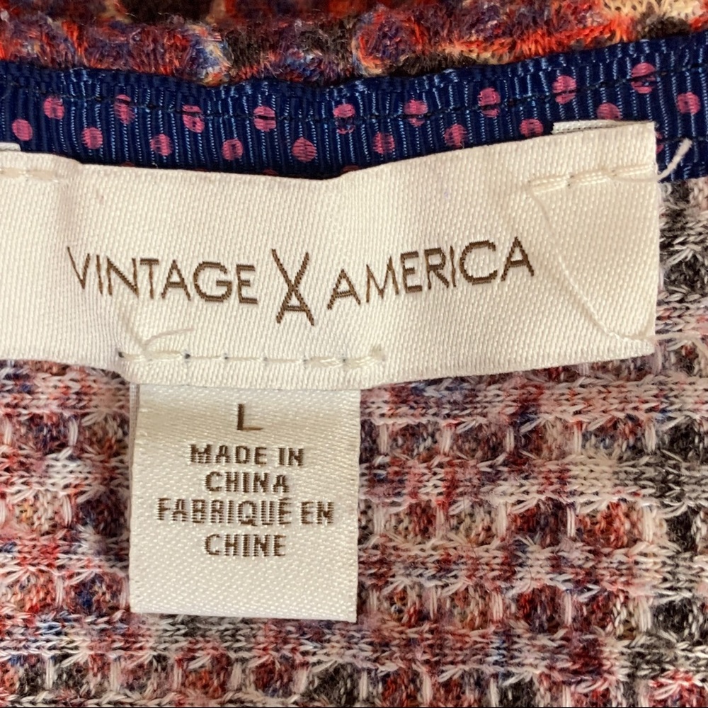 Vintage America Boho Lace Up Lara Top Long Sleeve Size Medium Red & Blue - Picture 7 of 7